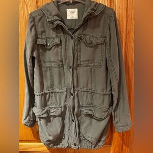 Abercrombie & Fitch Green Skyler Military Hooded Zip Parka Utility Jacket Sz‎ XS